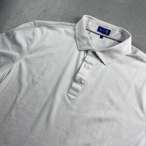Stitch Golf Mens White Short Sleeve Polo Shirt Orange W Logo Size Large